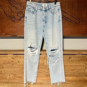 PAIGE Noella Straight Leg Raw Hem Denim Jeans (Doretta Destructed), 27